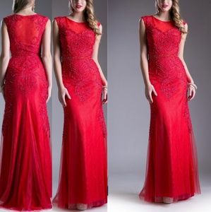 Red evening gown dress is darker red than pictured